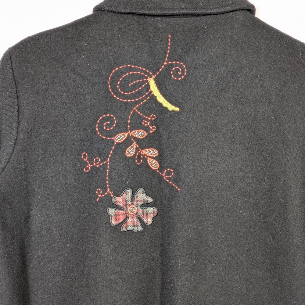 Breckenridge Black Wool Blend Blazer Jacket Colorful Embroidery Applique Med P - Picture 8 of 15